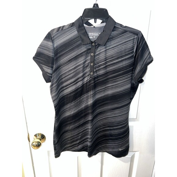 Nike Golf Polo Shirt Womens Sz L Tour Performance Short Sleeve Black Dri-Fit - Picture 8 of 8